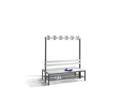 Omkleedbank 1500 mm Pvc-Zitlat Dubbel Hakenlijst Schoenenrek Ral7021