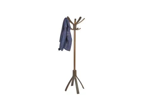 Cafe houten kapstok met 10 haken in donker hout 176 cm.