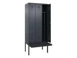 locker met bank,voor scheiding van kleding,HxBxD 2120x900x815mm,3vak