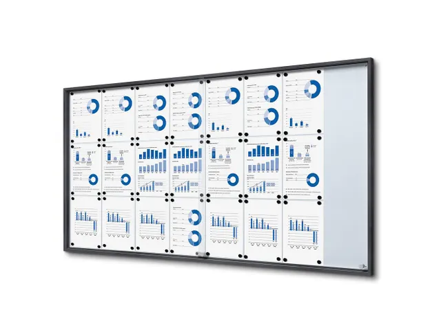 Vergrendelbaar notitiebord Indoor Slim 24xA4 Schuifdeuren Antraciet