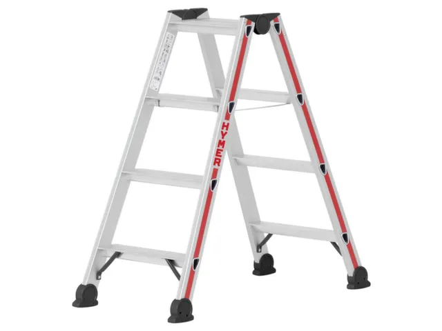 trapladder,beide zijden,2x4treden,Stand H 0,42m,balk L 1,03m,aluminium