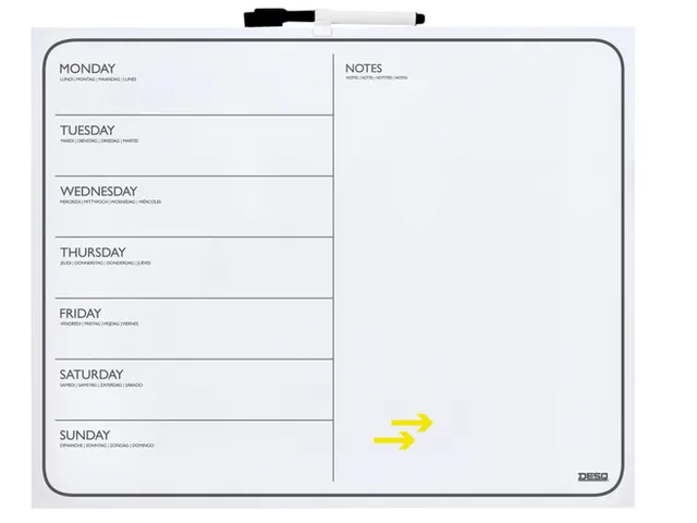 Planbord week Desq 40x50cm randloos + marker magnetisch
