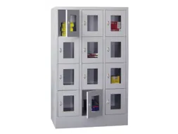 lockerkast,HxBxD 1518x900x500mm,3x4vakken,RAL7035,front RAL5012