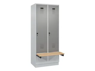locker met bank,HxBxD 1950x800x815mm,2vak,vak B 400mm,draaigrendel - 2