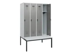 locker met bank,HxBxD 1950x1200x815mm,4vak,vak B 300mm,draaigrendel