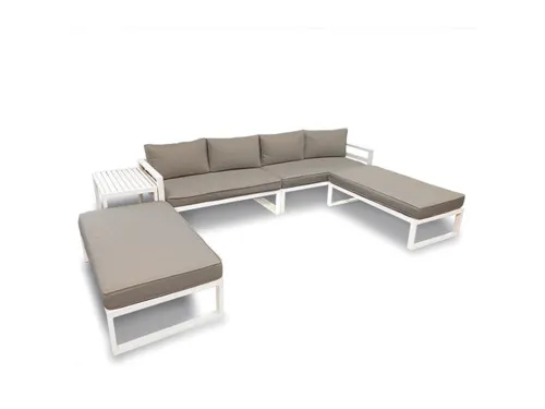 Loungeset aluminium Wit/Grijs 8-zits tuinset met bijzettafel