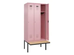 locker met bank,HxBxD 2120x900x815mm,3vak,vak B 300mm,cilinderslot