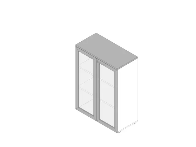 vitrinekast 1232x900x450mm 2xhouten vloer 3 OH wit grijs