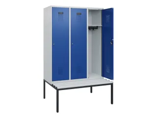 locker met bank,HxBxD 1950x1200x815mm,3vak,vak B 400mm,cilinderslot - 1