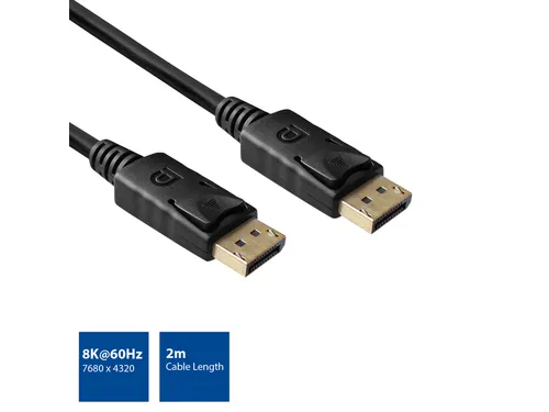 Kabel ACT DisplayPort 1.4 8K M-M 2 meter zwart