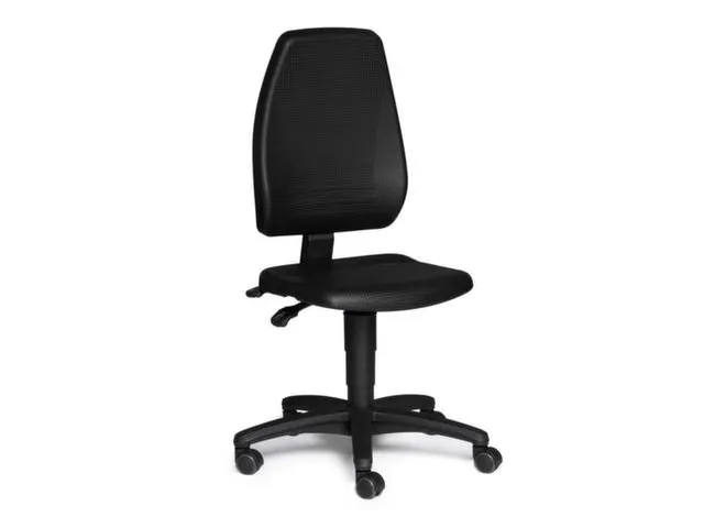 Werkplaatsstoel Economy, zitting PU-schuim zwart, met dubbele wielen v