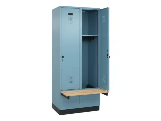 locker met bank,HxBxD 1950x800x815mm,2vak,vak B 400mm,draaigrendel - 1