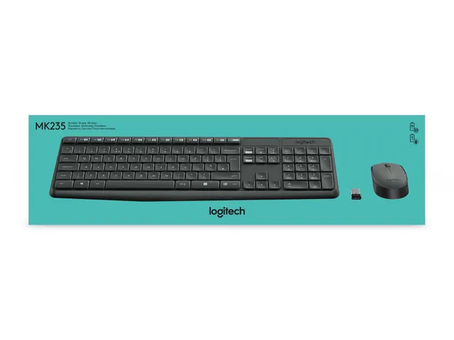 Logitech MK235 toetsenbord Inclusief muis USB AZERTY Frans Grijs
