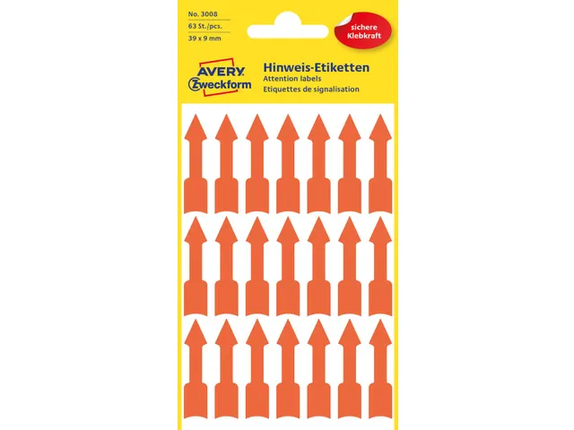 Avery Zweckform 3008 markeringspijlen 39x9mm lichtrood 189 stuks