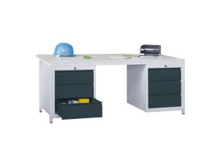 Werkplaatsbureau Bxdxh 1700x800x720mm 6laden Ral7035 Front Ral7016 - 1