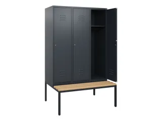 locker met bank,HxBxD 1950x1200x815mm,3vak,vak B 400mm,cil.-slot - 2