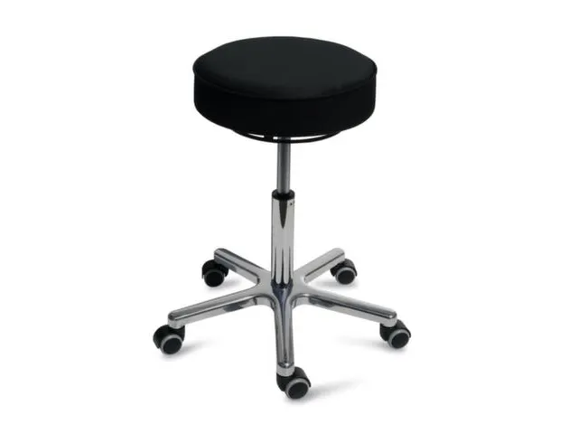 Draaikruk met Wielen 460-590mm Zitting Kunstleer Zwart
