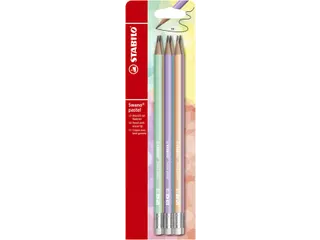 Potlood STABILO Swano grafiet HB met gumtop pastel assorti 6 stuks - 1