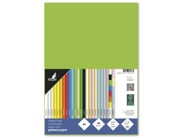 Papier Kangaro A4 80grs helgroen pak 100 vel