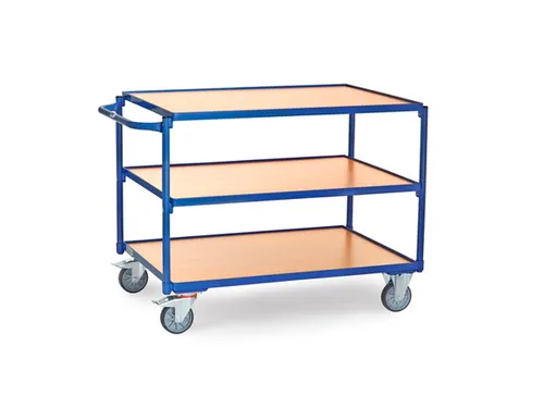 Tafelwagen 2954 300kg 1000x700mm 3 etages hout rubber wielen
