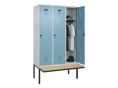 locker met bank,HxBxD 2120x1200x815mm,3vak,vak B 400mm,draaigrendel