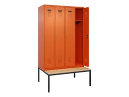 locker met bank,HxBxD 2120x1200x815mm,4vak,vak B 300mm,cilinderslot
