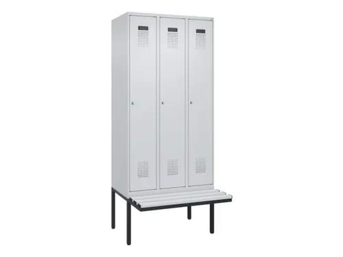 locker met bank,HxBxD 2120x900x815mm,3vak,vak B 300mm,cilinderslot
