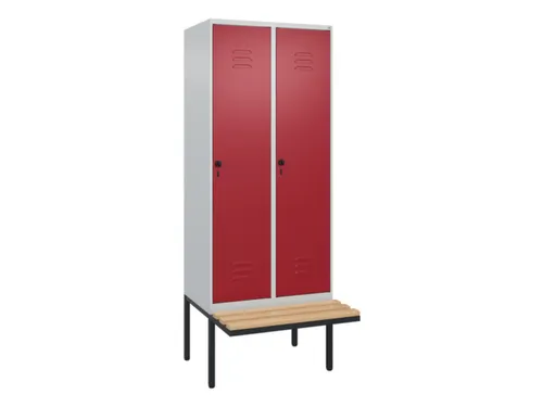 locker met bank,HxBxD 2120x800x815mm,2vak,vak B 400mm,draaigrendel