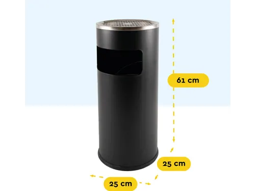 Asbak met Afvalbak AT500 Zwart 11 Liter