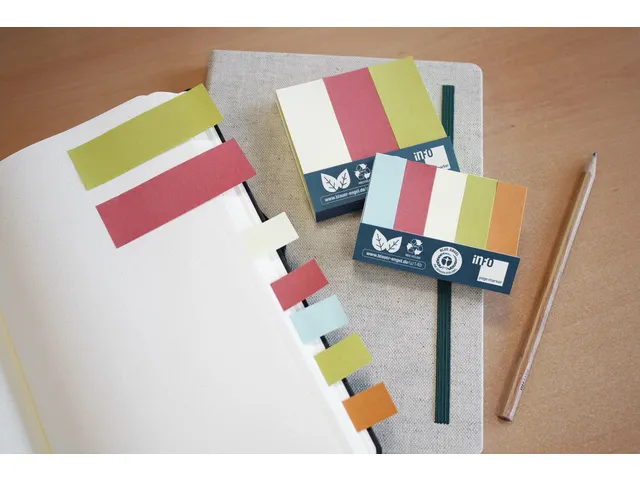 Info Page Marker papier 25x75mm, 3 kleuren recycled 100 vel per kleur