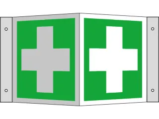 EHBO-bord,EHBO,hoekbord,aluminium,lang nalichtend,HxB 150x150mm - 1