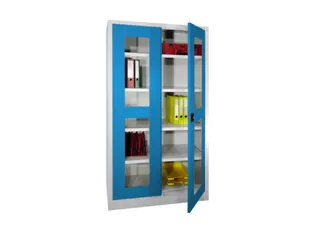 Vitrinekast Hxbxd 1950x1000x400mm Draaideuren Ral7035 Front Ral5012 - 2
