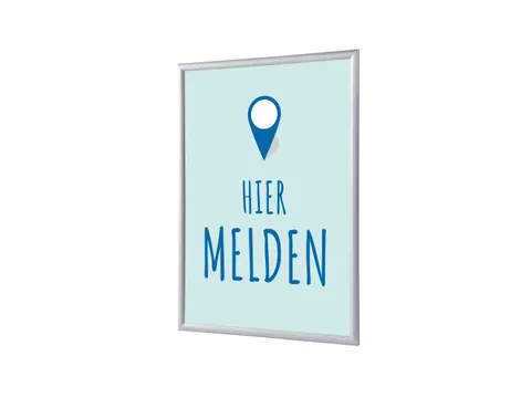 Kliklijst A1 complete set met print "Hier melden" Blauw