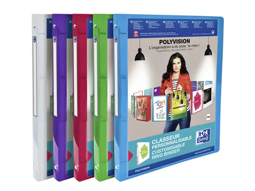 Presentatieringband Oxford Polyvision A4 4-rings O-mech 20mm assorti