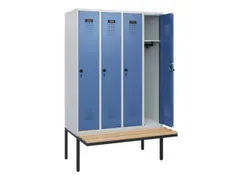 locker met bank,HxBxD 1950x1200x815mm,4vak,vak B 300mm,draaigrendel