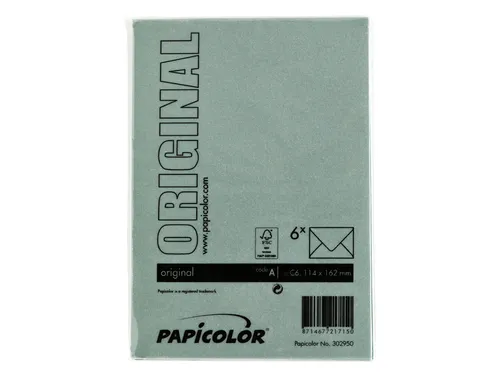 Envelop Papicolor C6 114x162mm dennengroen pak à 6 stuks