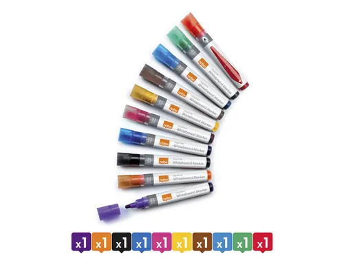 Viltstift Nobo whiteboard Liquid ink rond assorti 3mm 10st