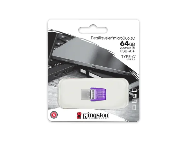 64GB DataTraveler microDuo 3C 200 MB/s dubbele USB-A + USB-C