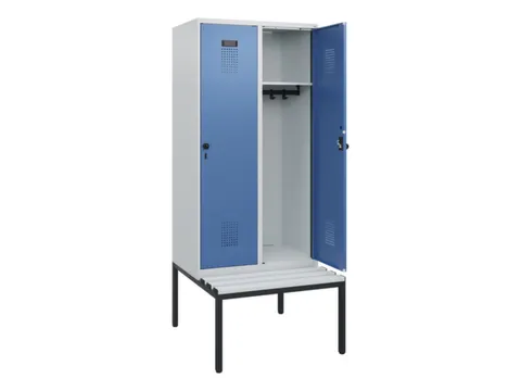 locker met bank,HxBxD 1950x800x815mm,2vak,vak B 400mm,draaigrendel