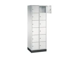 lockerkast,RAL 7035,HxBxD 1950x620x500mm,2x6vakken,cil.-slot,sokkel