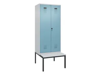 PBM-locker met bank,HxBxD 2120x800x815mm,2vak,vak B 400mm,draaigrendel - 2
