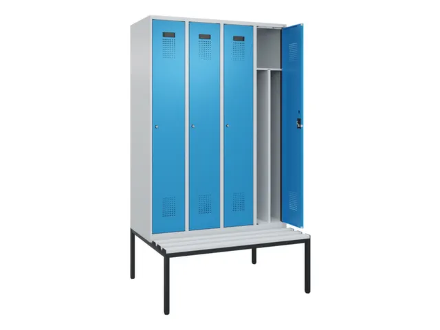 locker met bank,voor scheiding van kleding,HxBxD 2120x1200x815mm,4vak