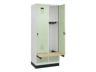 locker met bank,HxBxD 1950x800x815mm,2vak,vak B 400mm,draaigrendel - 1