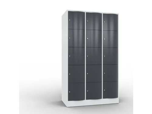 lockerkast cil.slot 1950x1150x640mm 3x5 vakken RAL7035 front RAL7021