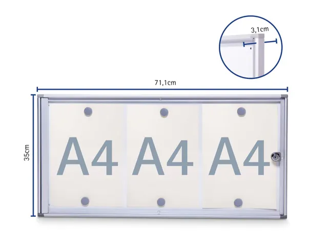 Vitrine Maulextraslim 3xa4 Aluminium Binnen
