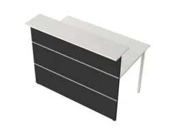 Balie Aanbouwelement 1350x1015mm Recht Front Antraciet Bladen Wit