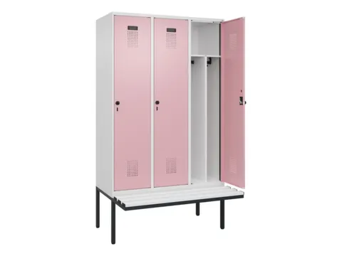 locker met bank,voor scheiding van kleding,HxBxD 2120x1200x815mm,3vak