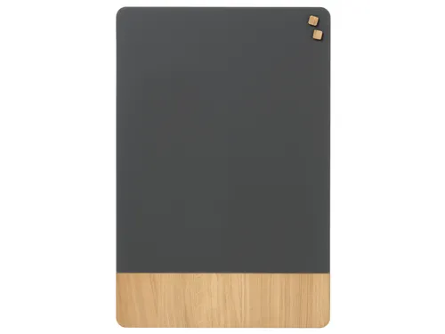Glasmagneetbord Naga 60x80cm grijs/eiken afgeronde hoeken