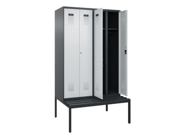 locker met bank,voor scheiding van kleding,HxBxD 2120x1200x815mm,4vak