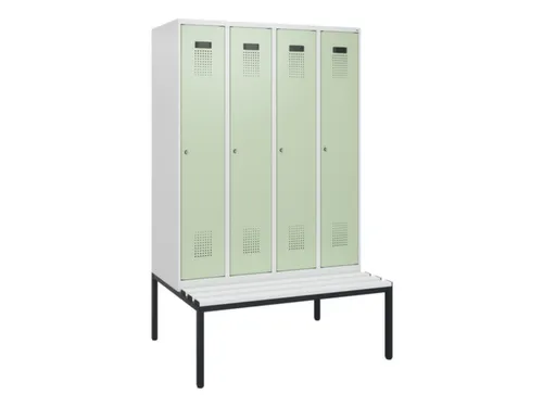 locker met bank,HxBxD 1950x1200x815mm,4vak,vak B 300mm,cilinderslot